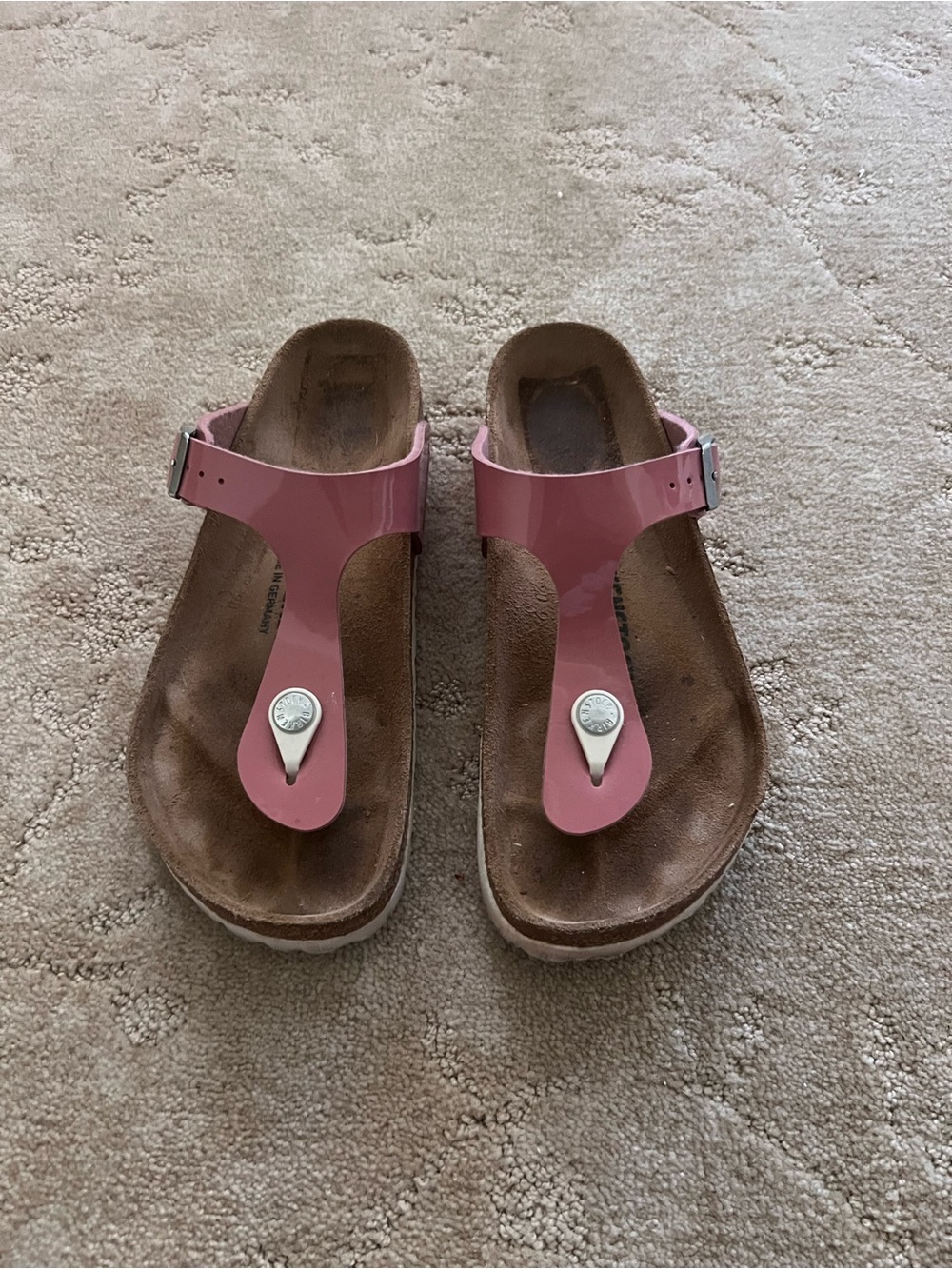 Birkenstock Pink Patent Gizeh Thong Sandals